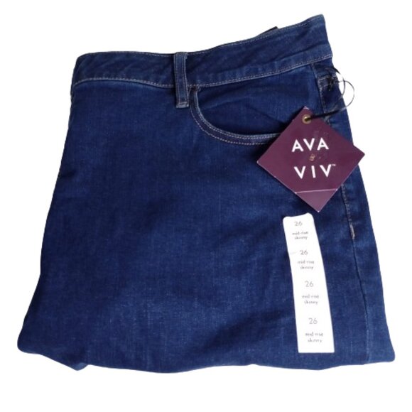 NWT Women's Mid-Rise Skinny Jeans Ava & Viv Medium Wash Size 26 - Picture 2 of 9